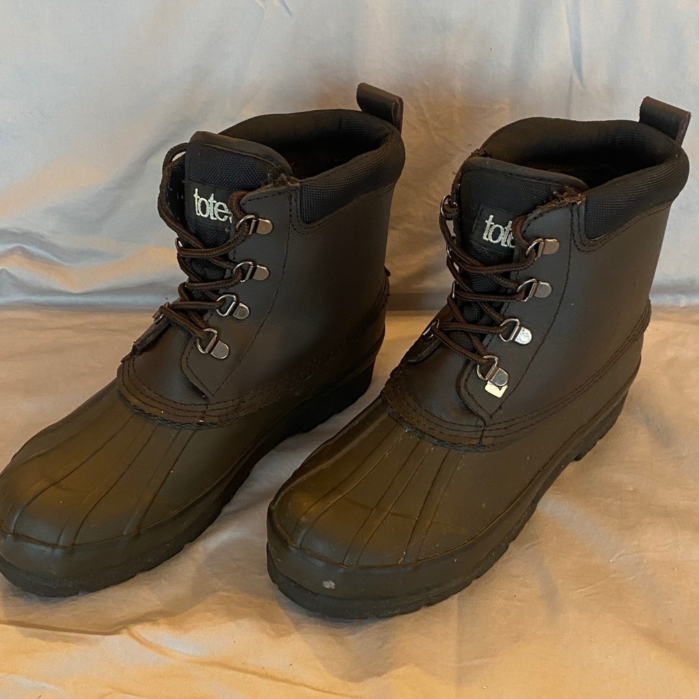 Totes Work Boots 6M Steel Shank Brown Leather Lace Up Winter